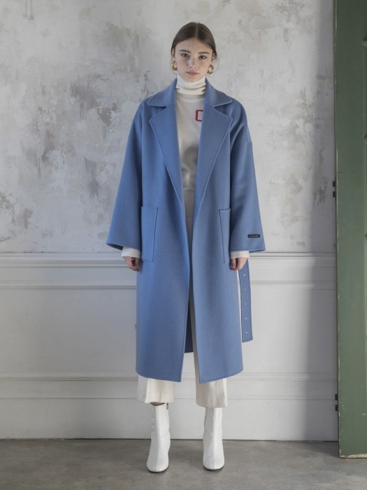 Premium handmade wool vivid coat [SKYBLUE]