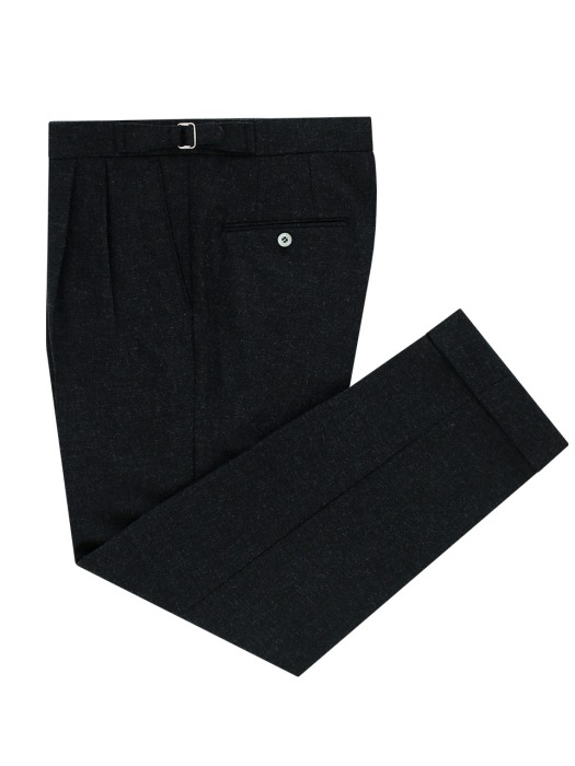 Wool Flannel two tuck adjust pants (Charcoal)