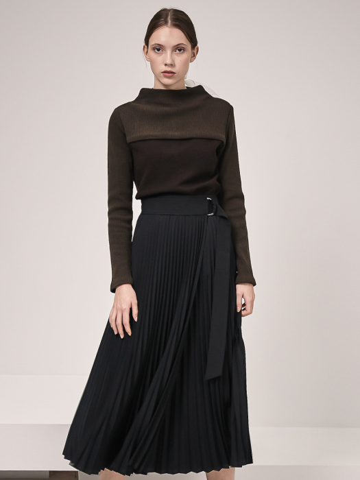 Rita Pleats Wrap Skirt_Black