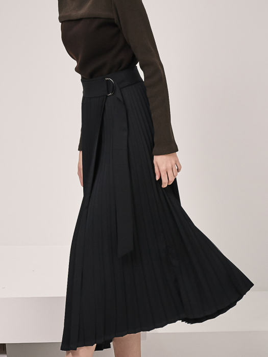 Rita Pleats Wrap Skirt_Black