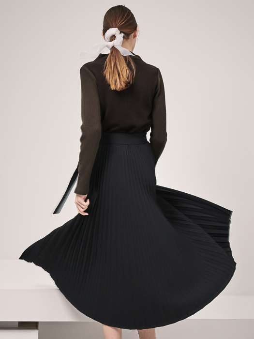 Rita Pleats Wrap Skirt_Black