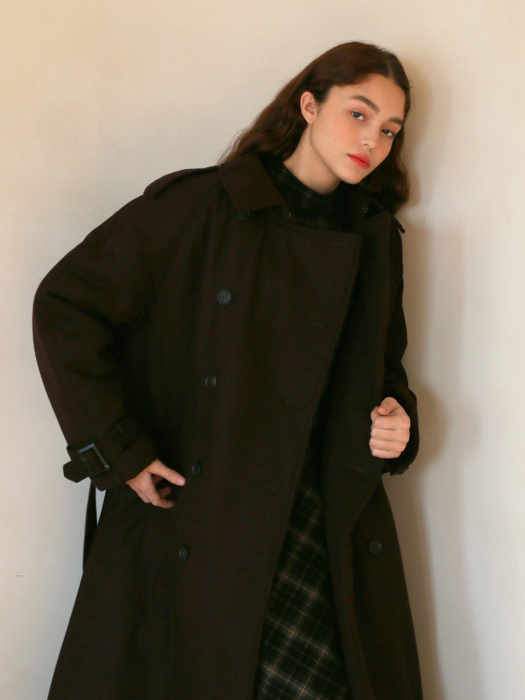 LH PADDED TRENCH COAT(BROWN)