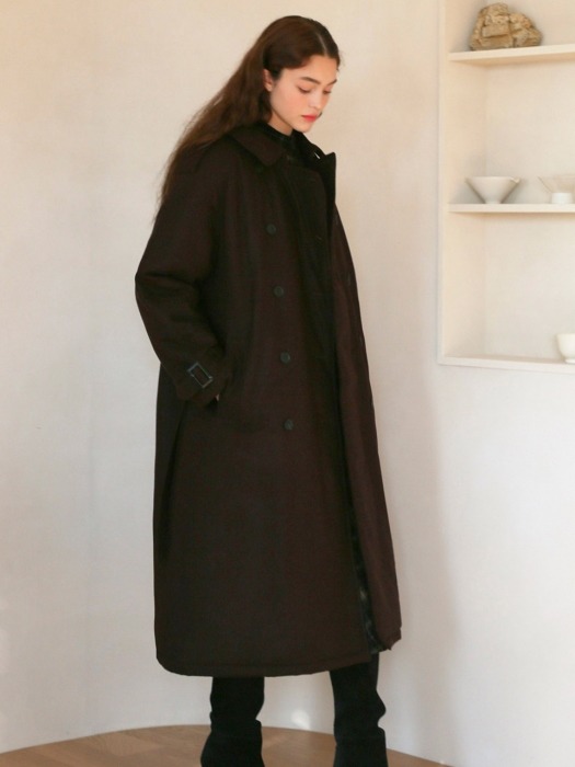 LH PADDED TRENCH COAT(BROWN)