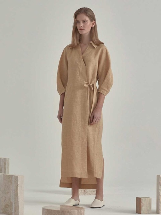 Louie Belted Wrap One-Piece_Sand Beige