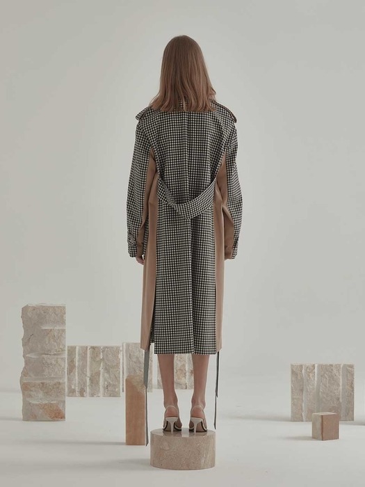 Bruxelle Oversized Check Trench Coat_Gingham Check