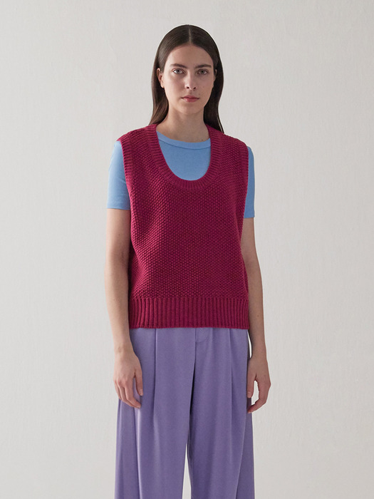 Waffle Knit Vest_Purple