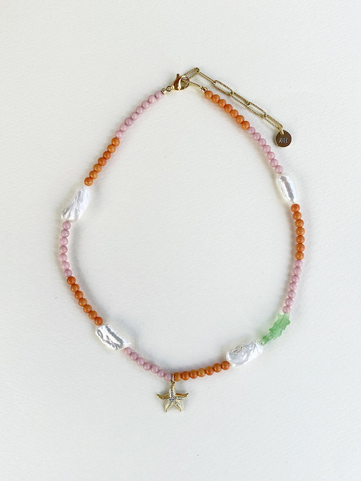 Color starfish beads necklace (Orange)