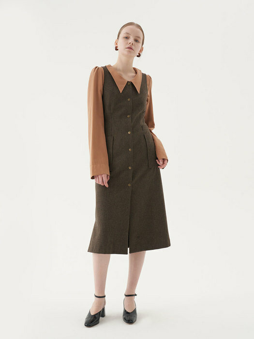 20 Fall_Brown Check Button Down Dress 