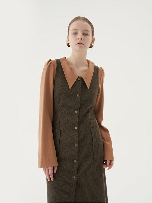 20 Fall_Brown Check Button Down Dress 