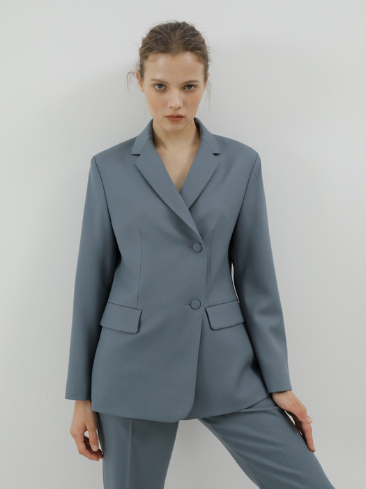 Wool double suit Jacket_Blue