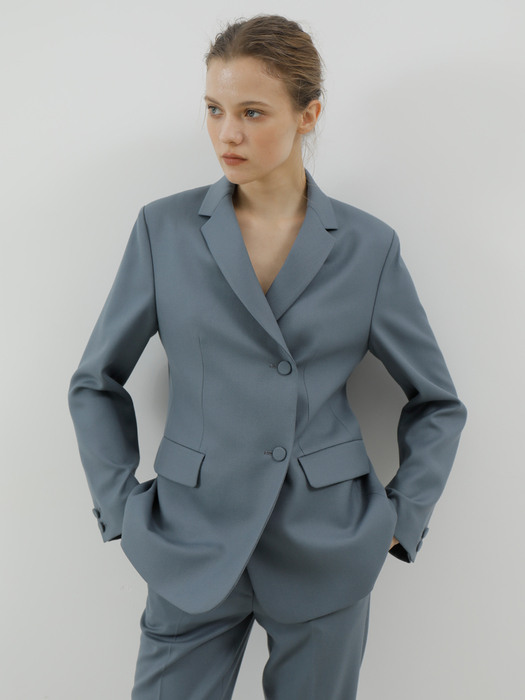 Wool double suit Jacket_Blue