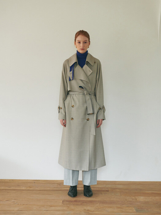 Blue Pointed Double Trench Coat
