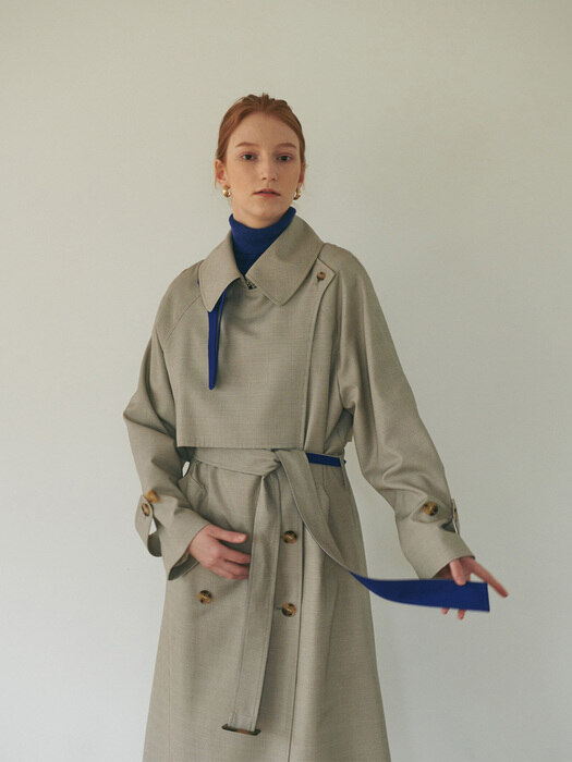 Blue Pointed Double Trench Coat