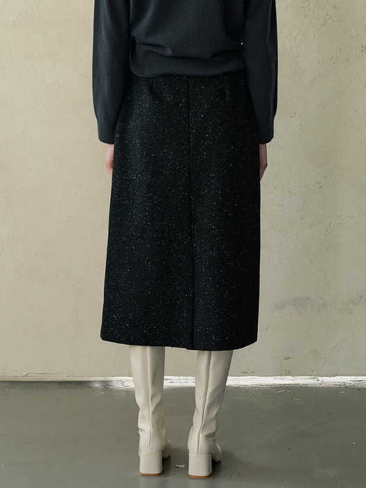 comos426 wool pleats midi skirt (black)