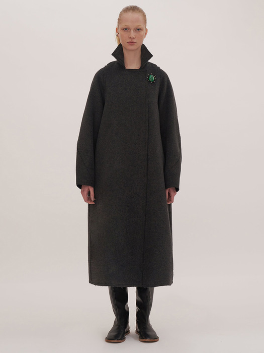 Wool Trench Coat (Dark Grey)