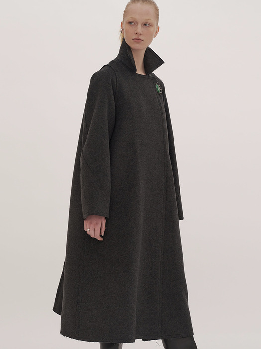 Wool Trench Coat (Dark Grey)