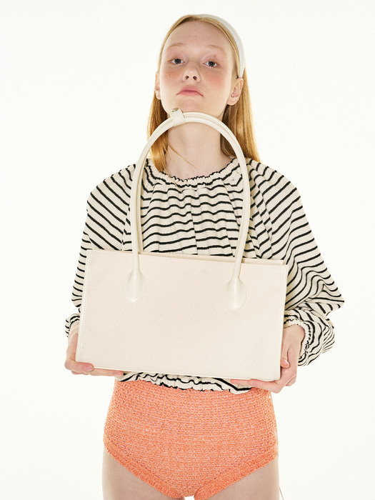 Peony shoulder bag_ ivory+ivory