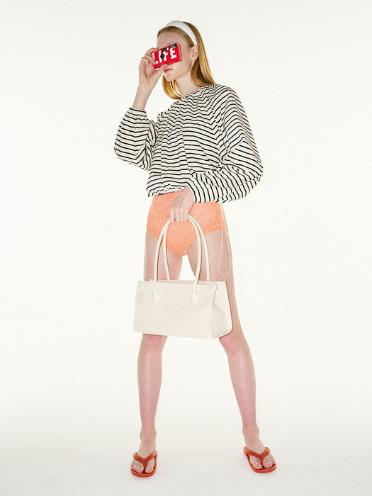 Peony shoulder bag_ ivory+ivory