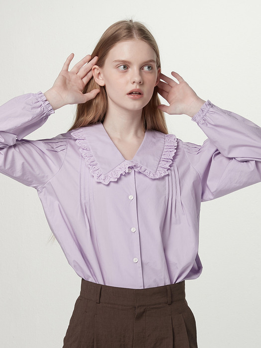 Ruffled collar blouse - Light purple