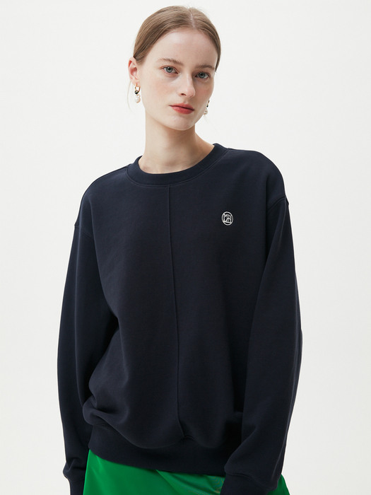 Pin Tuck Symbol Sweatshirt / Navy