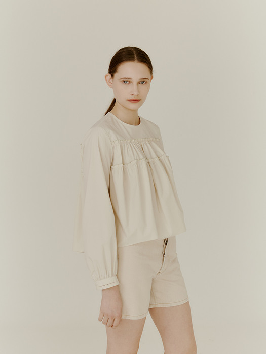 Agreable Tierd Blouse - Ivory Cotton