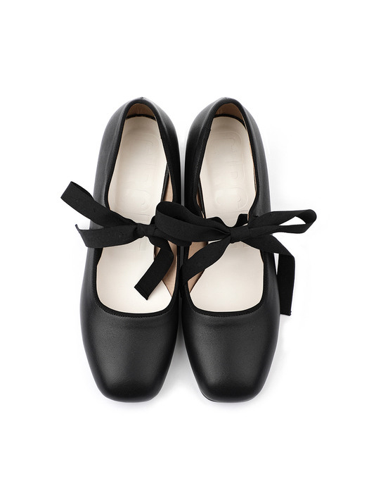 Ribbon maryjane heels  | Black