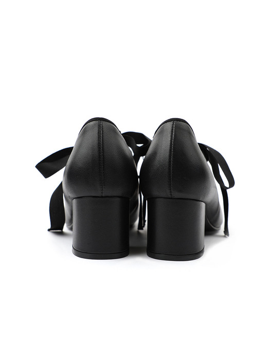 Ribbon maryjane heels  | Black