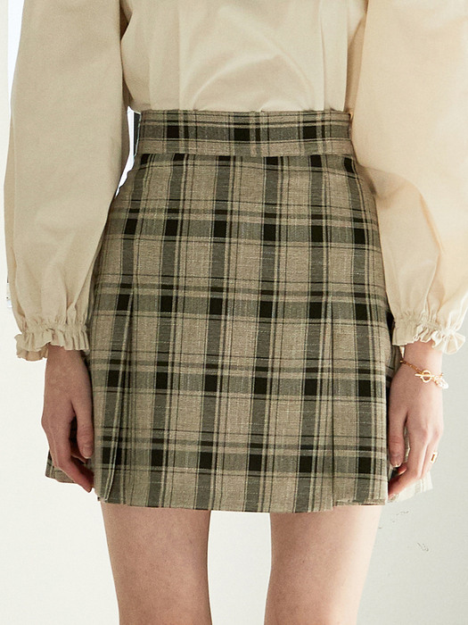 J736 slit mini skirt (check black)