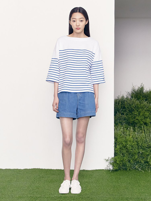 Essential Boat Neck Stripe TShirts  Blue (KE1340M03P)