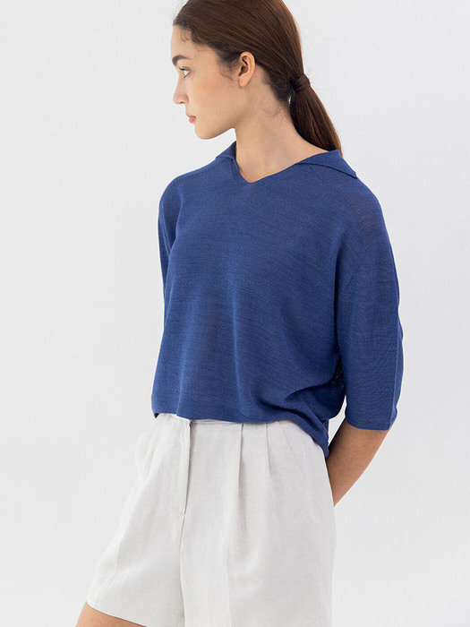 Wholegarment linen knit (blue)