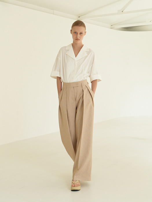 TOR TWO TUCK WIDE LINEN TROUSER_2 COLOR