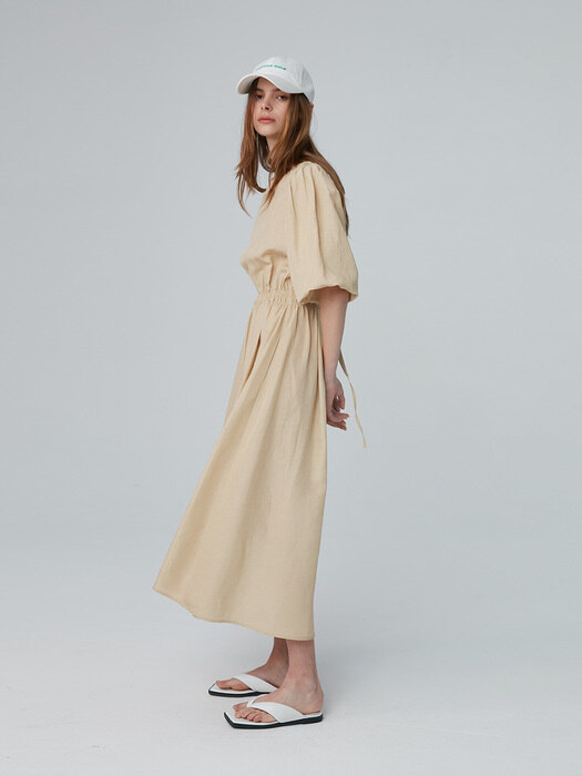 Dress Balloon Sleeve Eband Beige