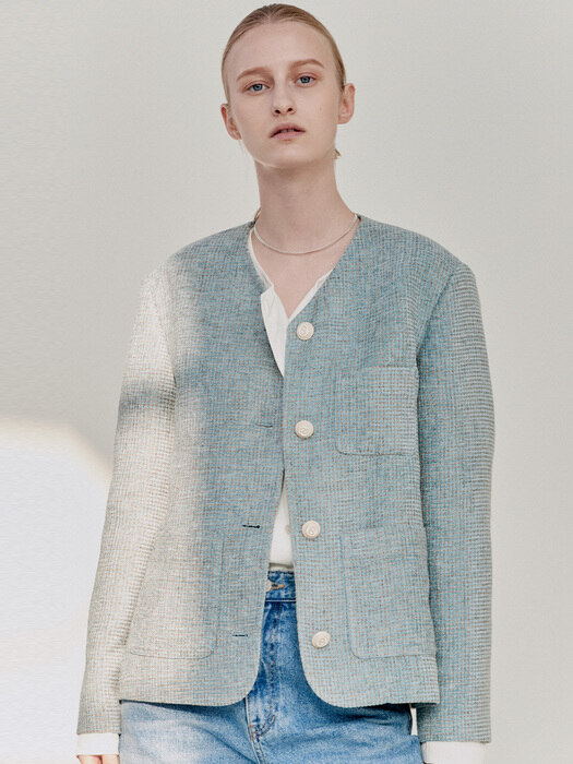 BASIC TWEED JACKET - BLUE