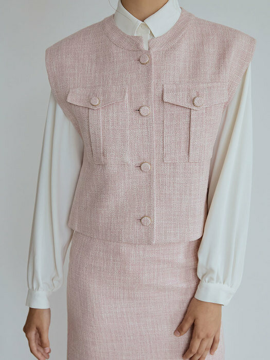 Two pocket Tweed Vest (pink)