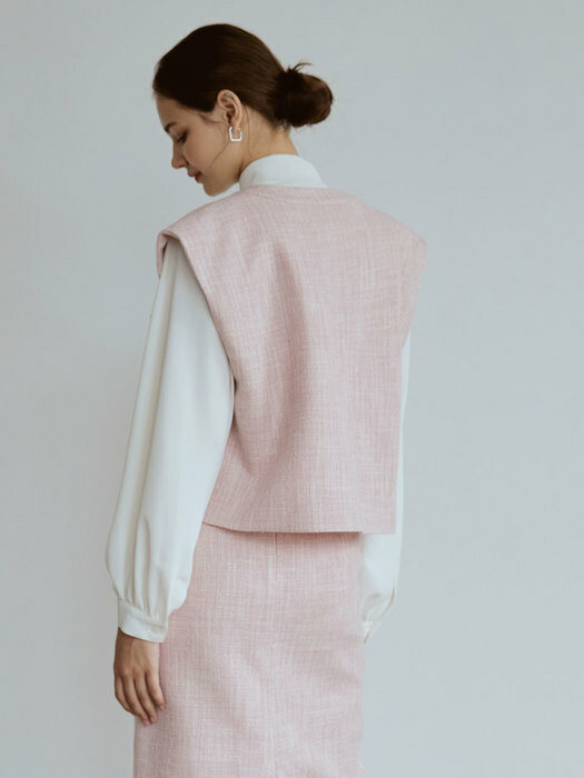 Two pocket Tweed Vest (pink)