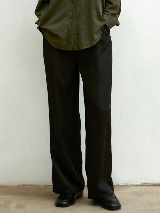 PIN TUCK LONG SLACKS_KHAKI