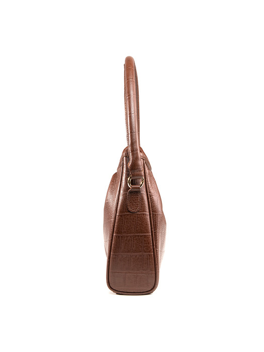 CLAM BAG, CROCODILE BROWN