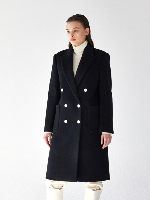 Wool Classic Double Coat - Black