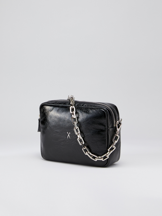 OZ Mini Square Bag With Chain Glossy Black