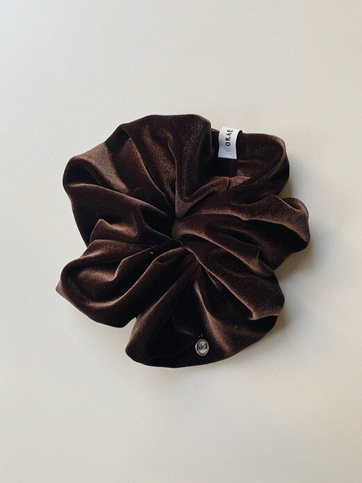 oar Vintage drop Velvet Cameo Wide Scrunchie [Brown]