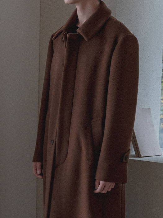  cashmere balmacan brown long coat (double-layer fabric)