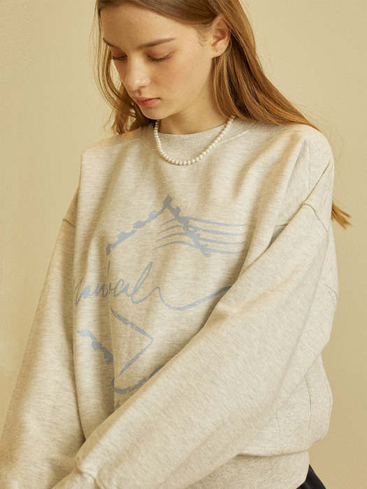 Stamp Print Sweatshirt 3 Color