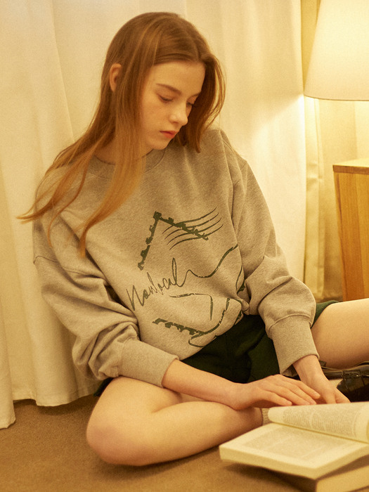 Stamp Print Sweatshirt 3 Color