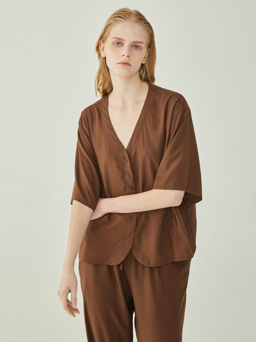 COZY ROUND PAJAMA SET_pure brown