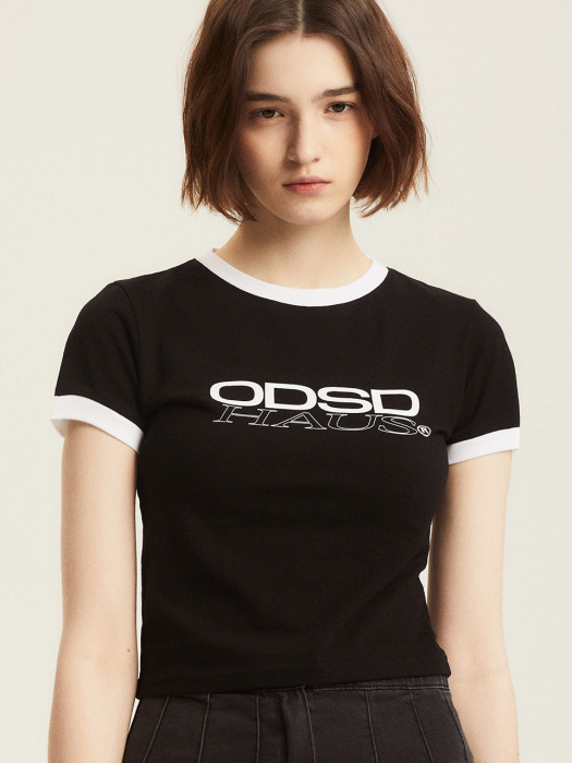 ODSD 하우스 크롭 링거 티셔츠 - BLACK