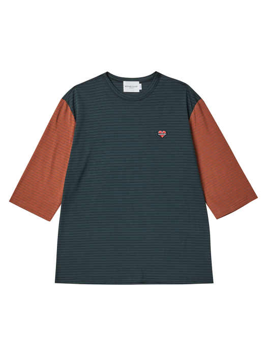 NOMANTIC MULTI STRIPE T-SHIRT DARK GREEN