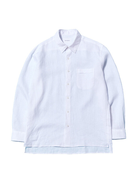GARMENT- WASHED LINEN SHIRTS (SEMI OVER FIT) - WHITE