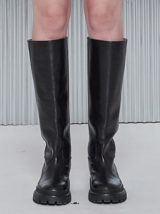 Cowhide Long Boots  Black (KE28K2M025)