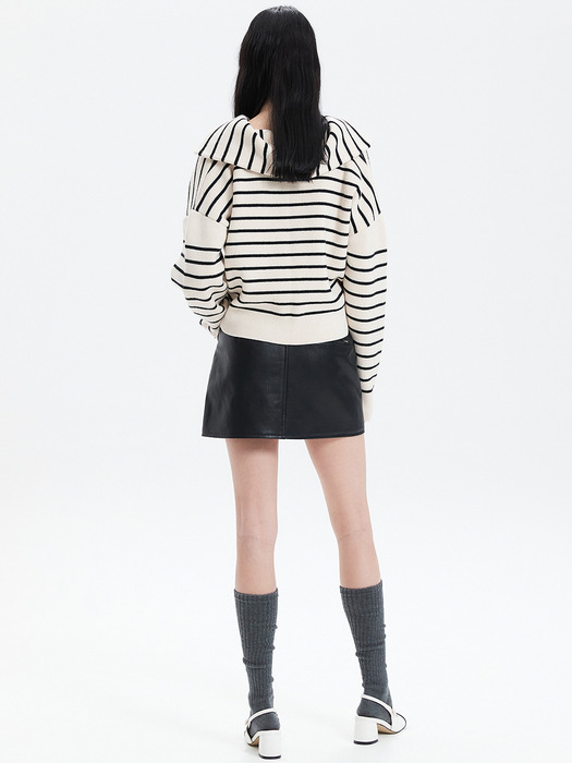 STRIPE SLIT KNIT_IVORY