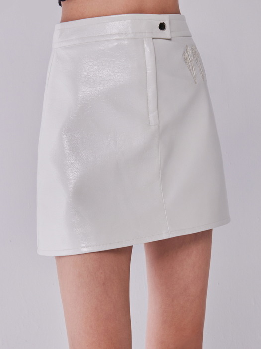FAUX LEATHER MINI SKIRT_IVORY